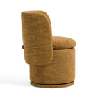 Reno Nori 26 Inch Swivel Dining Chair, Yellow Polyester, Solid Poplar Wood