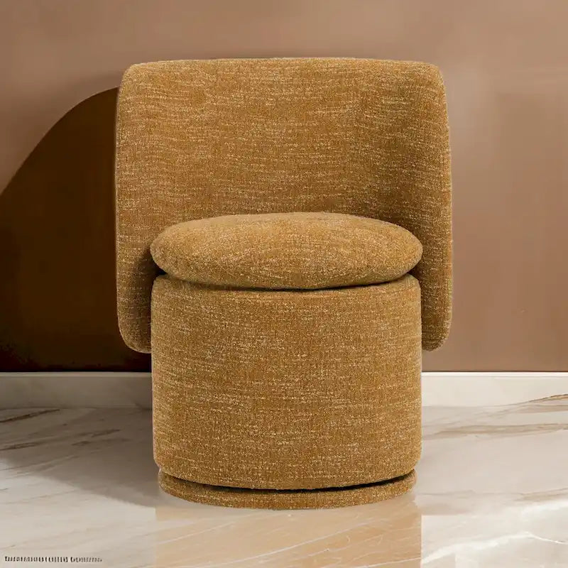 Reno Nori 26 Inch Swivel Dining Chair, Yellow Polyester, Solid Poplar Wood