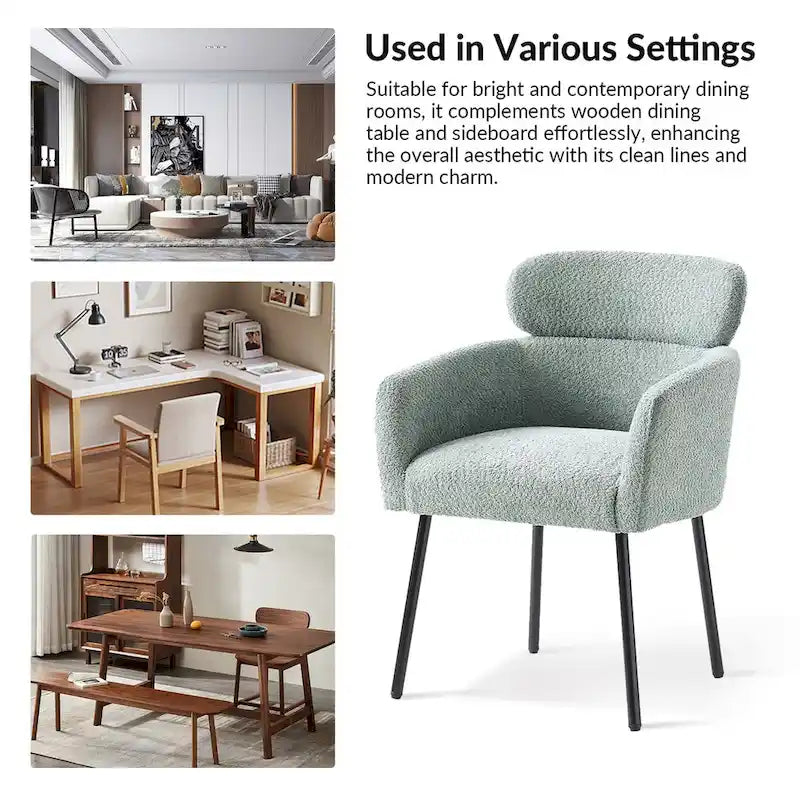 Amos Modern Boucle Dining Chair with Adjustment Feet Set of 2 by HULALA HOME