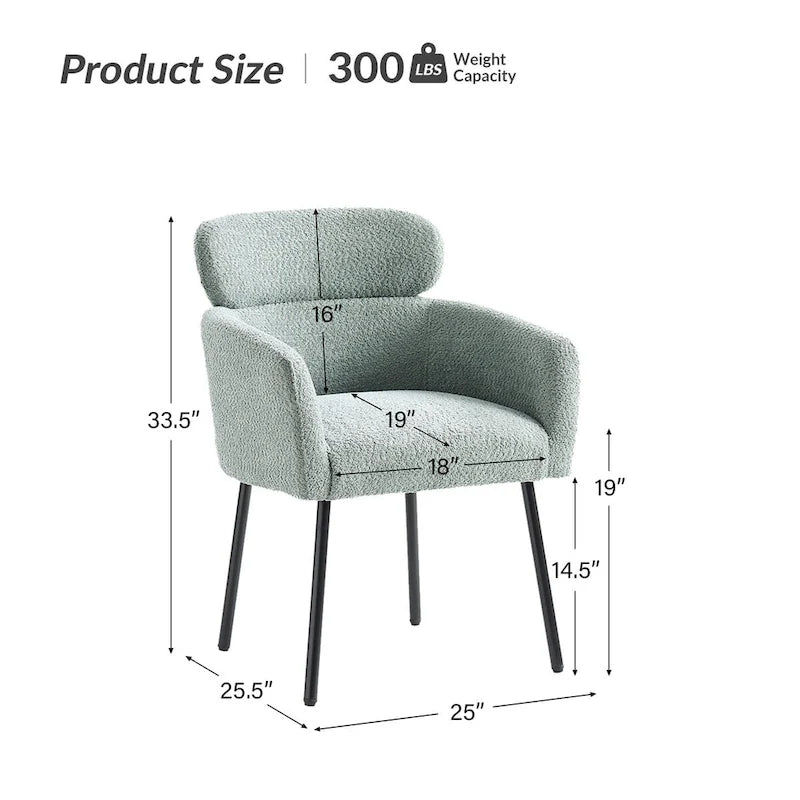 Amos Modern Boucle Dining Chair with Adjustment Feet Set of 2 by HULALA HOME
