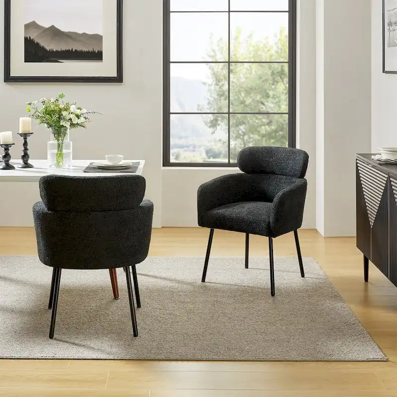 Amos Modern Boucle Dining Chair with Adjustment Feet Set of 2 by HULALA HOME
