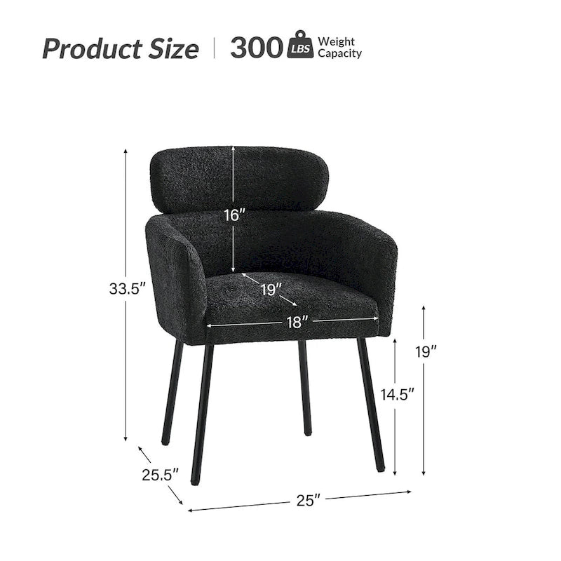 Amos Modern Boucle Dining Chair with Adjustment Feet Set of 2 by HULALA HOME