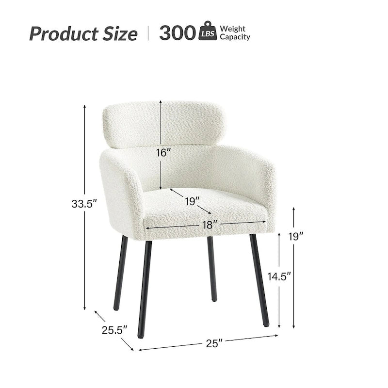 Amos Modern Boucle Dining Chair with Adjustment Feet Set of 2 by HULALA HOME