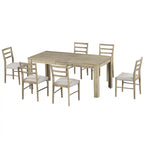 7-Piece Wooden Dining Table Set with 12 Leaf