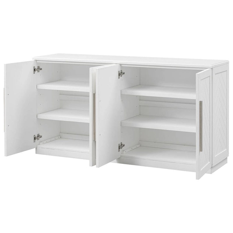 60 Dining Buffet And Sideboard with 4 Doors, Adjustable Shelves, and Handles