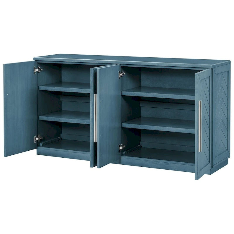 60 Dining Buffet And Sideboard with 4 Doors, Adjustable Shelves, and Handles