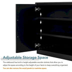 60 Dining Buffet And Sideboard with 4 Doors, Adjustable Shelves, and Handles