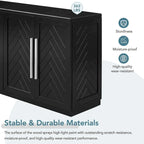 60 Dining Buffet And Sideboard with 4 Doors, Adjustable Shelves, and Handles