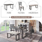 60 Rectangular Solid Wood Dining Table with 4 Upholstered Chairs and Bench