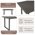 60 Rectangular Solid Wood Dining Table with 4 Upholstered Chairs and Bench