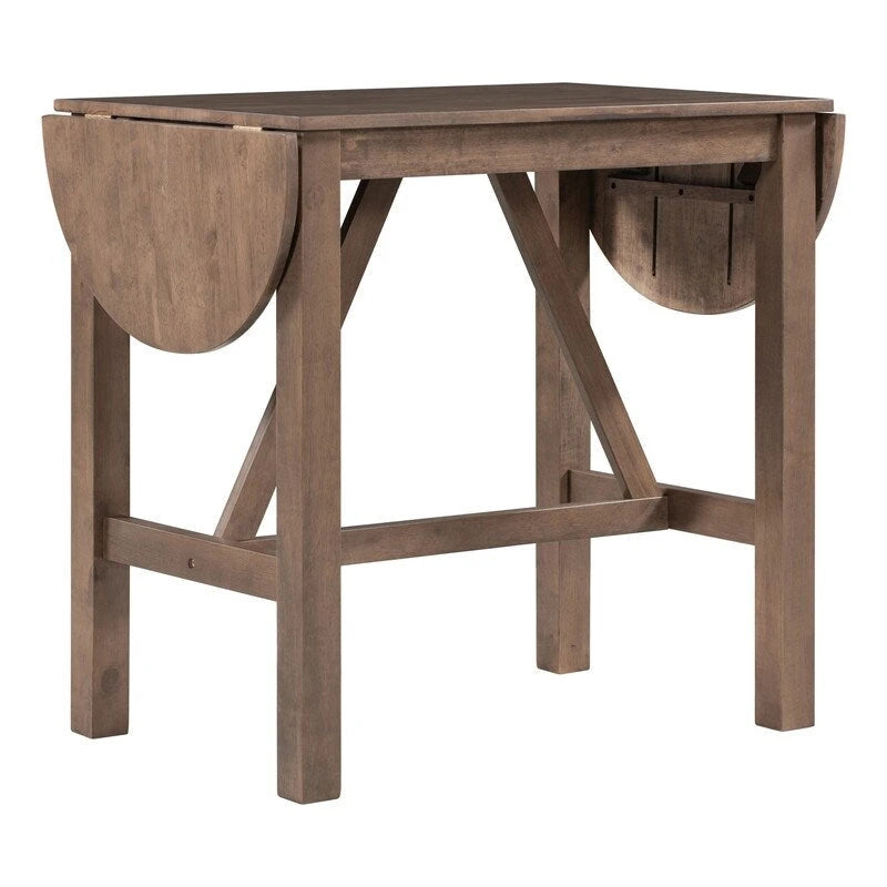 3-Piece Wood Counter Height Drop Leaf Dining Table Set with 2 Upholstered Dining Chairs for Small Place