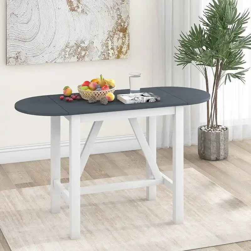3-Piece Wood Counter Height Drop Leaf Dining Table Set with 2 Upholstered Dining Chairs for Small Place