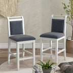 3-Piece Wood Counter Height Drop Leaf Dining Table Set with 2 Upholstered Dining Chairs for Small Place