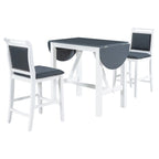 3-Piece Wood Counter Height Drop Leaf Dining Table Set with 2 Upholstered Dining Chairs for Small Place