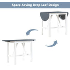 3-Piece Wood Counter Height Drop Leaf Dining Table Set with 2 Upholstered Dining Chairs for Small Place