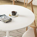 Grondin Mid-Century Modern Round Kitchen or Dining Table with Premium MDF Top and Steel Pedestal Base for Dining Room