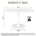 Grondin Mid-Century Modern Round Kitchen or Dining Table with Premium MDF Top and Steel Pedestal Base for Dining Room