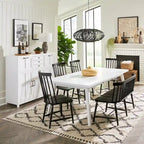Capeside Cottage White and Black 6 Piece Rectangular Table Set