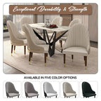 Leather Dining Chair with a Ripple Back and Gold Accents Design Elara Collection