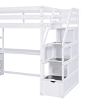 Nestfair Twin Size Loft Bed with Desk and Shelves