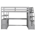 Nestfair Twin Size Loft Bed with Desk and Shelves