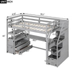 Nestfair Twin Size Loft Bed with Desk and Shelves