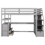Nestfair Twin Size Loft Bed with Desk and Shelves