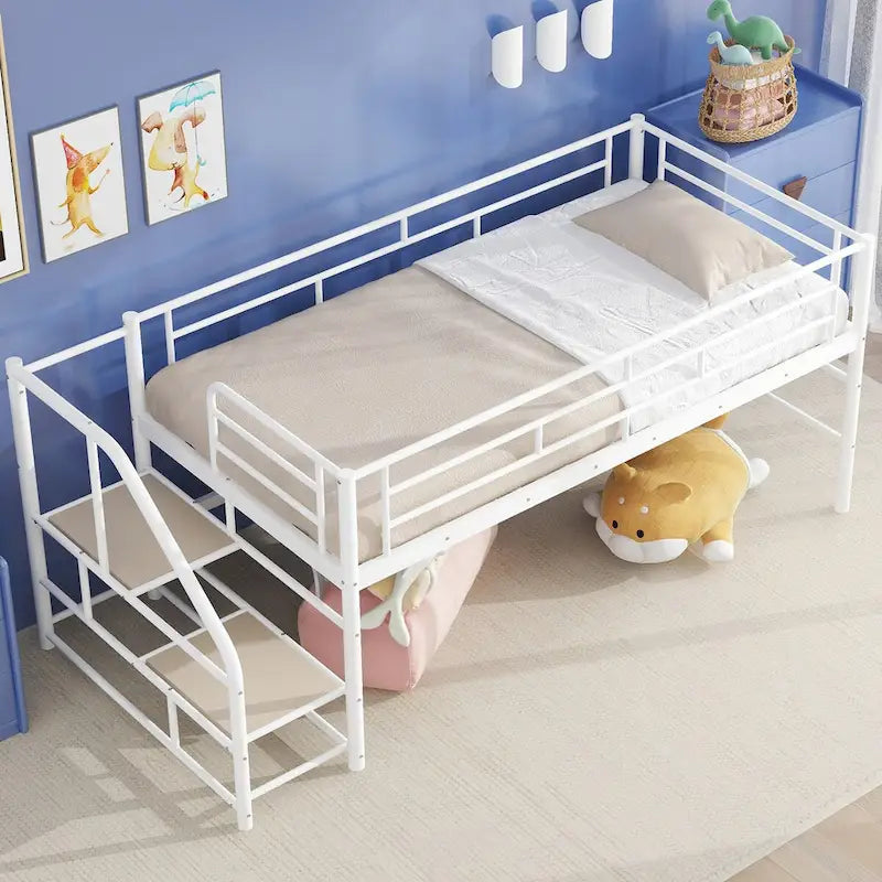 Mid Loft Bed with Storage stairs