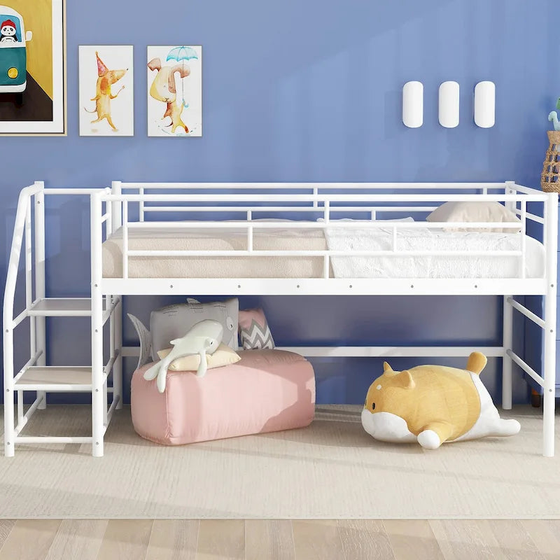 Mid Loft Bed with Storage stairs