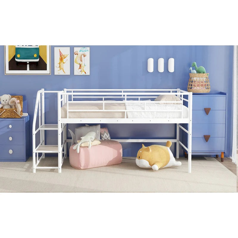 Mid Loft Bed with Storage stairs