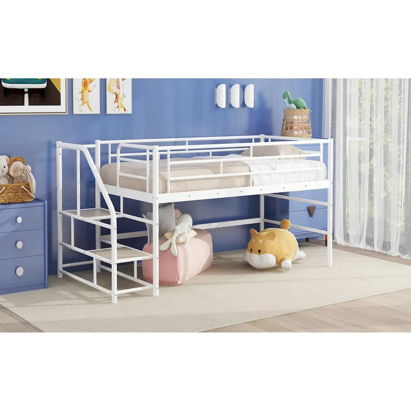 Mid Loft Bed with Storage stairs
