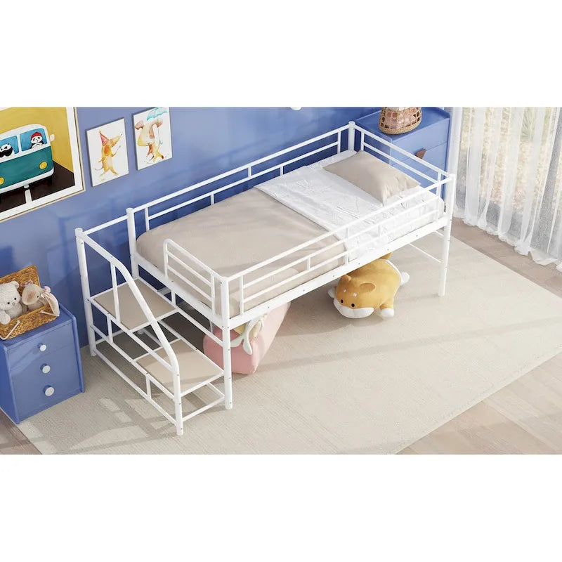 Mid Loft Bed with Storage stairs