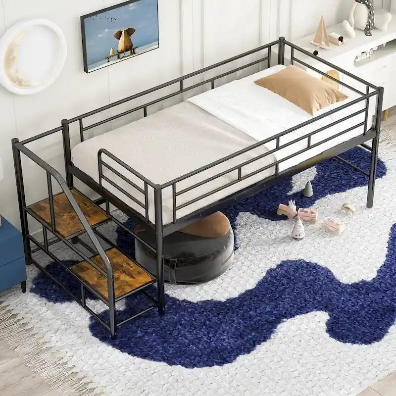 Mid Loft Bed with Storage stairs