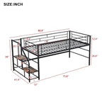 Mid Loft Bed with Storage stairs