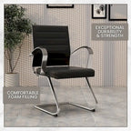 Leather Office Chair with Stainless Steel Sled Base Benmar Series by LeisureMod
