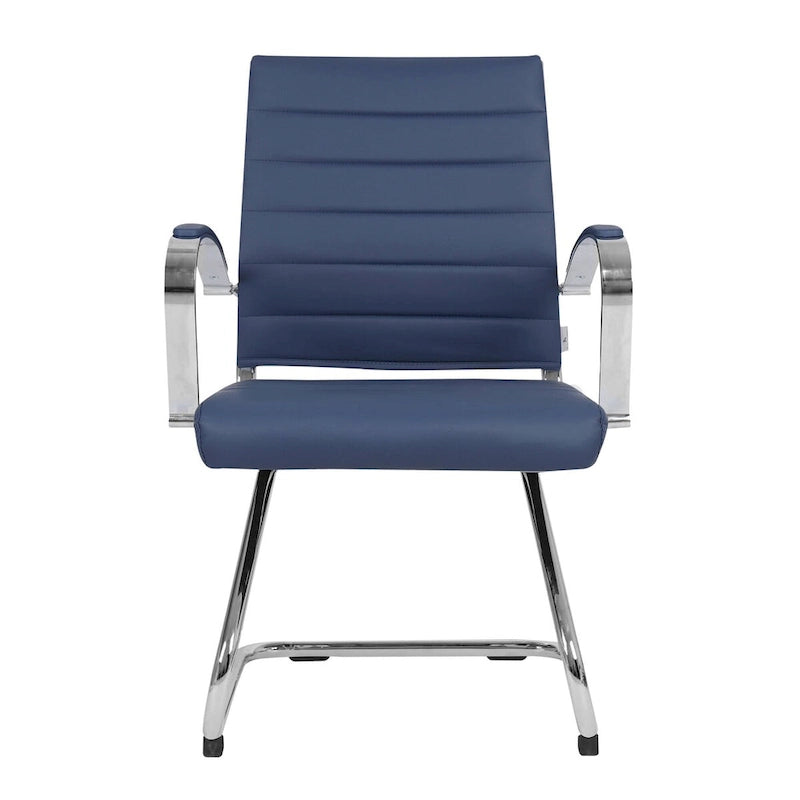 Leather Office Chair with Stainless Steel Sled Base Benmar Series by LeisureMod