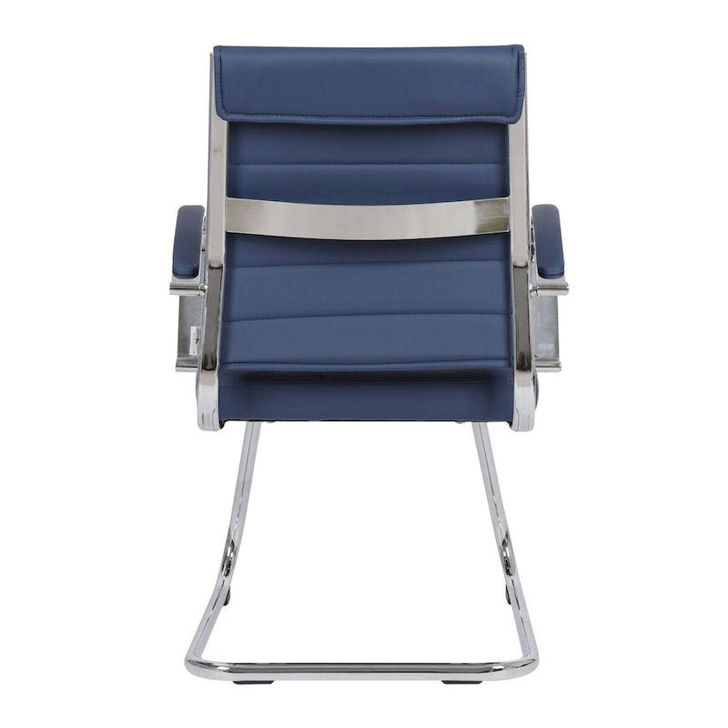 Leather Office Chair with Stainless Steel Sled Base Benmar Series by LeisureMod