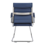 Leather Office Chair with Stainless Steel Sled Base Benmar Series by LeisureMod