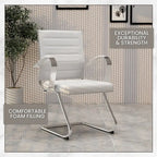 Leather Office Chair with Stainless Steel Sled Base Benmar Series by LeisureMod
