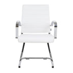 Leather Office Chair with Stainless Steel Sled Base Benmar Series by LeisureMod