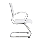 Leather Office Chair with Stainless Steel Sled Base Benmar Series by LeisureMod