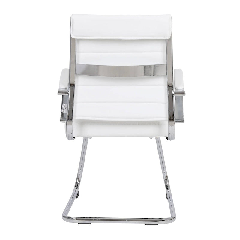 Leather Office Chair with Stainless Steel Sled Base Benmar Series by LeisureMod