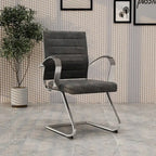 Leather Office Chair with Stainless Steel Sled Base Benmar Series by LeisureMod
