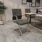 Leather Office Chair with Stainless Steel Sled Base Benmar Series by LeisureMod