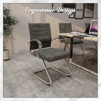 Leather Office Chair with Stainless Steel Sled Base Benmar Series by LeisureMod