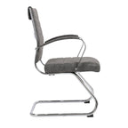 Leather Office Chair with Stainless Steel Sled Base Benmar Series by LeisureMod