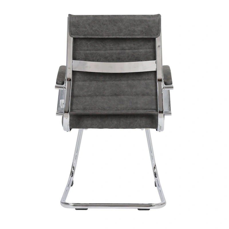 Leather Office Chair with Stainless Steel Sled Base Benmar Series by LeisureMod