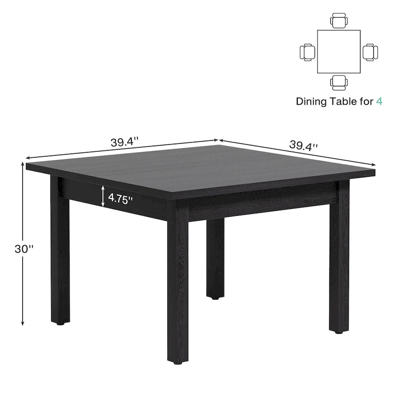 39.4 Inches Square Conference Table with Solid Wood Legs for Meeting Room