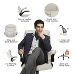Executive Office PU Leather Desk Chair High Back Flip-Up Armrest Adjustable Ergonomic Home Office Chair