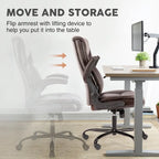 Executive Office PU Leather Desk Chair High Back Flip-Up Armrest Adjustable Ergonomic Home Office Chair
